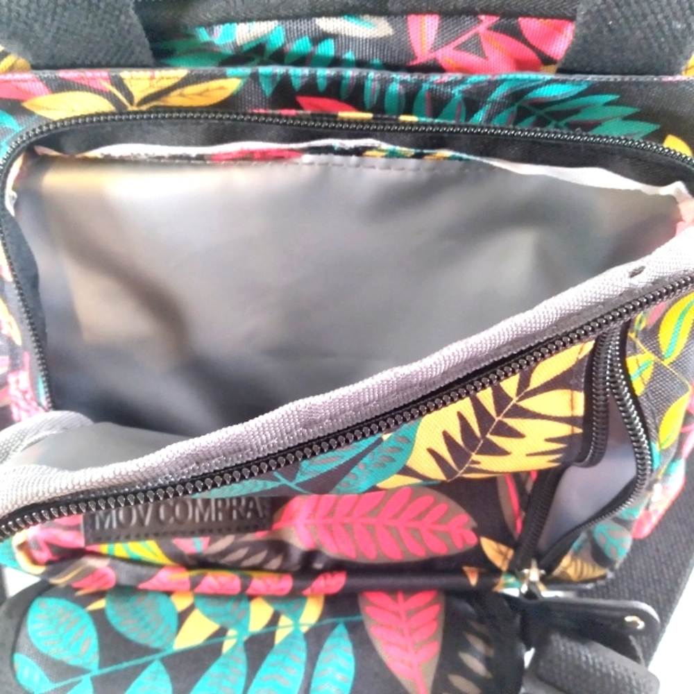 Mov Compra Expandable Lunch Bag Colorful Tropical Botanical Travel Beach Pool - Picture 2 of 9